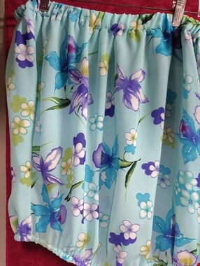 Light Blue Floral Elastic Waist Women’s Skirt